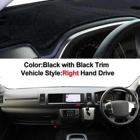 Car Dashboard Cover Mat Sunshade Nonslip Protector No Glare for Toyota Hiace Commuter REGIUS ACE 2005-2015 2016 2017 2018 Automotive Interior, RHD BLACK in Saudi Arabia