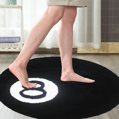 8 Ball Rug, 3.3ft Large Black Round Tufted Area Rug, Billiard Pool Carpet for Bedroom Children's Playroom Living Room Non-Slip Fluffy Decor in Saudi Arabia
