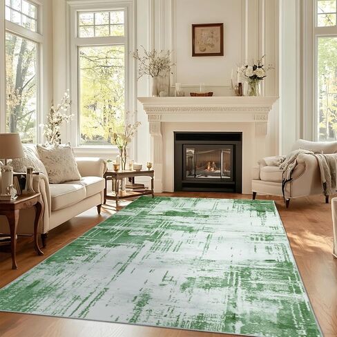 5x7 Orange Area Rug, Machine Washable Boho Vintage Distressed Rug, Soft Faux Wool, Non-Slip & Stain Resistant, Low Pile Carpet for Living Room, Bedroom, Dining Room Decor in Saudi Arabia