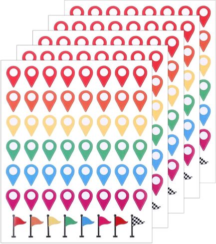 280 Pcs Map Stickers, Self-Adhesive Map Location Markers Stickers, Colorful Peel and Stick Indicator Labels Maps Pointer Markers for Marking Camping, Travel Destinations in Saudi Arabia