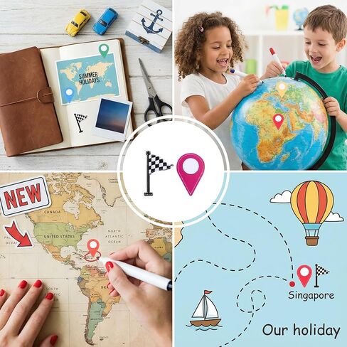 280 Pcs Map Stickers, Self-Adhesive Map Location Markers Stickers, Colorful Peel and Stick Indicator Labels Maps Pointer Markers for Marking Camping, Travel Destinations in Saudi Arabia