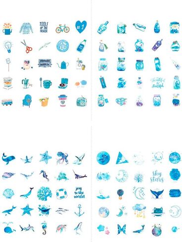 400PCS Kawaii Scrapbook Sticker Set Drift Bottle Universe Planet Constellation Marine Life Food Drink Fruit Amusement Park DIY Stickers for Srapbooking Journal Album Planner Envelope Journaling in Saudi Arabia