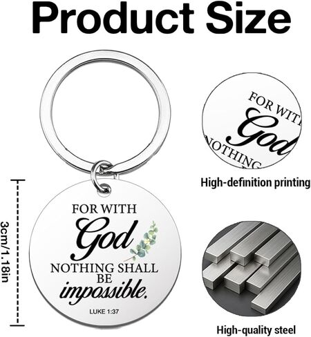 سلسلة مفاتيح آية الكتاب المقدس المسيحية، هدايا روحية دينية ملهمة للنساء والرجال الكاثوليك، لا شيء يجب أن يكون مستحيلاً كيرينغ الكتاب المقدس in Kuwait