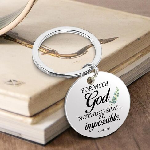 سلسلة مفاتيح آية الكتاب المقدس المسيحية، هدايا روحية دينية ملهمة للنساء والرجال الكاثوليك، لا شيء يجب أن يكون مستحيلاً كيرينغ الكتاب المقدس in Kuwait