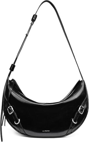 LA'FESTIN Genuine Leather Hobo Bag for Women Split Leather Crescent Shoulder Bag Crossbody Purse with Adjustable Strap in Saudi Arabia