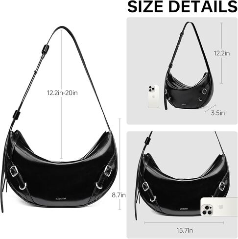 LA'FESTIN Genuine Leather Hobo Bag for Women Split Leather Crescent Shoulder Bag Crossbody Purse with Adjustable Strap in Saudi Arabia