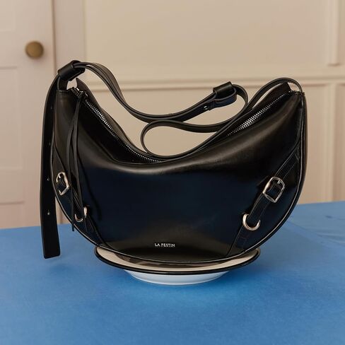 LA'FESTIN Genuine Leather Hobo Bag for Women Split Leather Crescent Shoulder Bag Crossbody Purse with Adjustable Strap in Saudi Arabia