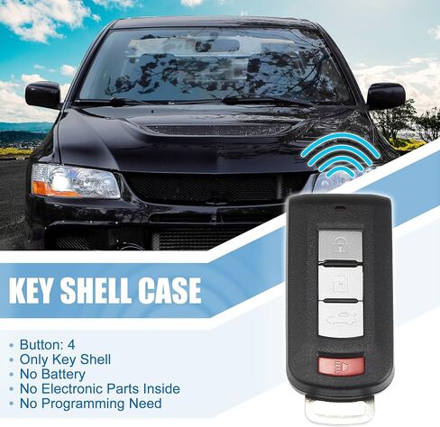 X AUTOHAUX OUC644M-KEY-N Car Key Fob Shell 4 Button Remote Control Key Case Shell Keyless Entry Housing Replacement for Mitsubishi Outlander Lancer 2008-2018 in Saudi Arabia