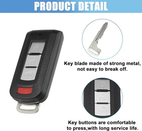 X AUTOHAUX OUC644M-KEY-N Car Key Fob Shell 4 Button Remote Control Key Case Shell Keyless Entry Housing Replacement for Mitsubishi Outlander Lancer 2008-2018 in Saudi Arabia