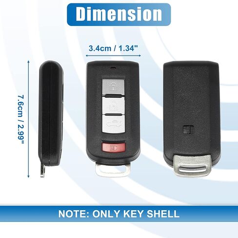 X AUTOHAUX OUC644M-KEY-N Car Key Fob Shell 4 Button Remote Control Key Case Shell Keyless Entry Housing Replacement for Mitsubishi Outlander Lancer 2008-2018 in Saudi Arabia
