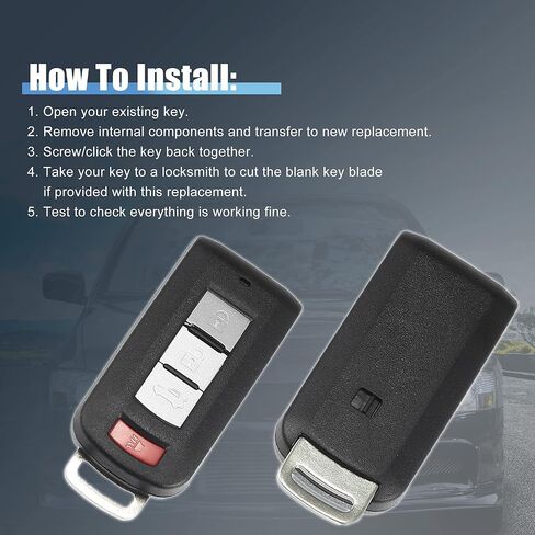 X AUTOHAUX OUC644M-KEY-N Car Key Fob Shell 4 Button Remote Control Key Case Shell Keyless Entry Housing Replacement for Mitsubishi Outlander Lancer 2008-2018 in Saudi Arabia