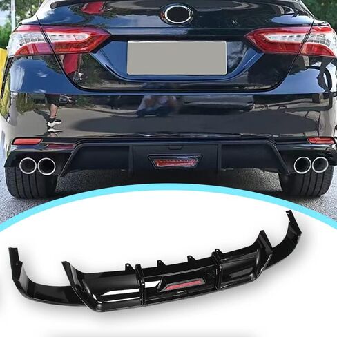 Rear Bumper Diffuser Compatible with Toyota Camry 2018-2023 SE XSE Rear Lower Bumper Lip W/LED Light (Glossy Black) in Saudi Arabia
