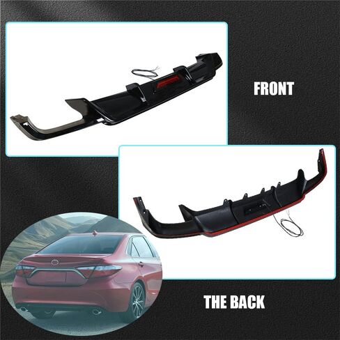 Rear Bumper Diffuser Compatible with Toyota Camry 2018-2023 SE XSE Rear Lower Bumper Lip W/LED Light (Glossy Black) in Saudi Arabia