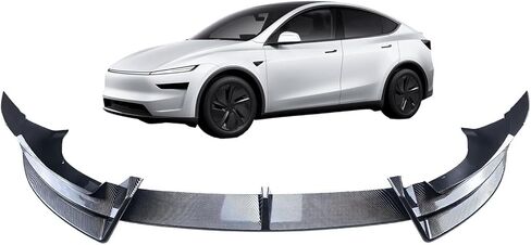 الجبهة حافة مصد السيارة ل تسلا نموذج Y جونيبر 2025 2026 الجبهة سبويلر الجناح الفاصل تقليم ABS مادة ألياف الكربون الملمس لا الحفر نموذج Y العرعر الملحقات in Kuwait