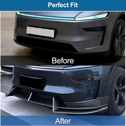 الجبهة حافة مصد السيارة ل تسلا نموذج Y جونيبر 2025 2026 الجبهة سبويلر الجناح الفاصل تقليم ABS مادة ألياف الكربون الملمس لا الحفر نموذج Y العرعر الملحقات in Kuwait