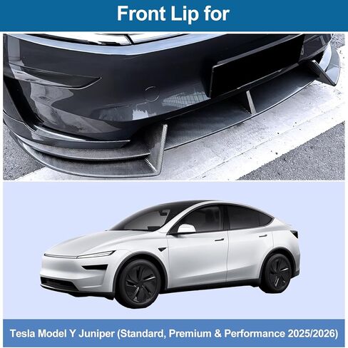 الجبهة حافة مصد السيارة ل تسلا نموذج Y جونيبر 2025 2026 الجبهة سبويلر الجناح الفاصل تقليم ABS مادة ألياف الكربون الملمس لا الحفر نموذج Y العرعر الملحقات in Kuwait