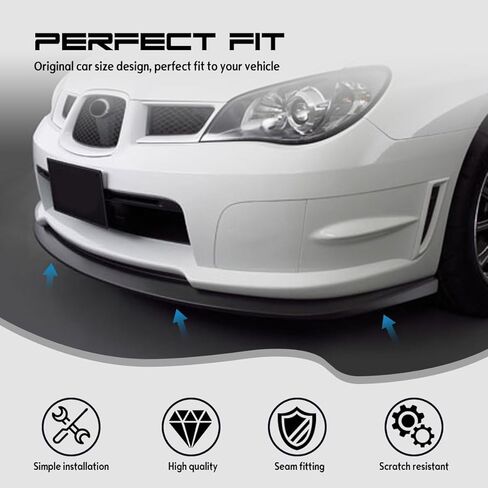 Front Bumper Lip, Compatible with 2004-2005 Subaru Impreza WRX Sedan, CS1 Style Flexible Polyurethane(PU) Front Lip Chin Spoiler Splitter, Unpainted Black, 1PC in Saudi Arabia