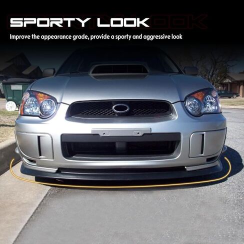 Front Bumper Lip, Compatible with 2004-2005 Subaru Impreza WRX Sedan, CS1 Style Flexible Polyurethane(PU) Front Lip Chin Spoiler Splitter, Unpainted Black, 1PC in Saudi Arabia