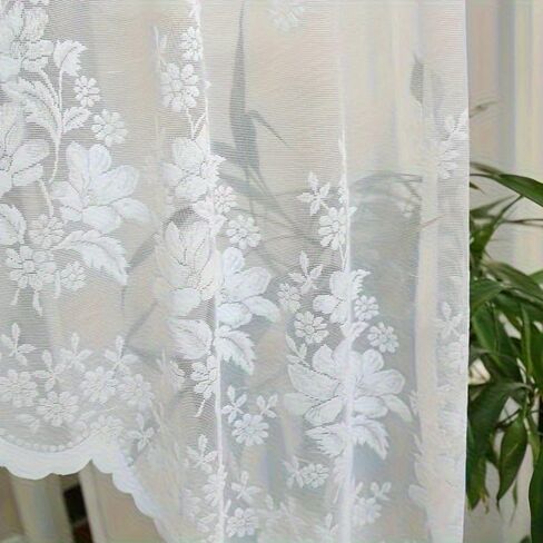 French Romantic Sheer Curtains,White Lace Archway Door Curtain,Floral Pattern Elegant Window Curtain,1 Panel (White),Exquisite Decor for Living Room,Kitchen,Bathroom,Bedroom (W118 X63 H) in Saudi Arabia