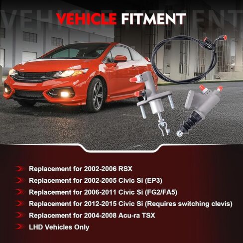 Clutch Master and Slave Cylinder Line Kit Compatible with Honda Civic Si 2002-2015, Acura RSX 2002-2006, Acura TSX CL 04-08, Only Replaces KTD-CLK-KMS in Kuwait