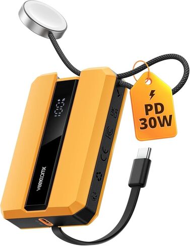 بنك طاقة VEEKTOMX PD 30 وات شحن سريع مع كابل مدمج لهاتف iPhone، شاحن محمول صغير 10000 مللي أمبير في الساعة، شاحن ساعة Apple محمول، حزمة بطارية مدمجة لهاتف iPhone 14/13/12/11/iWatch، أخضر in Kuwait