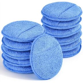 12 Pack Microfiber Wax Applicator Pads with Finger Pocket,Foam Car Wax Applicator Polishing Pads Microfiber Applicator Pad for Car Detailing & Cleaning (5 inch, Blue) in Kuwait