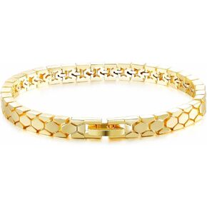 سوار سلسلة بسمارك مطلي بالذهب 14 قيراط بعرض 5 مم للنساء غير مشوه، سوار على الطراز الإيطالي in Kuwait