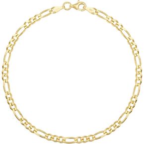 HEON 24K Gold Plated 925 Sterling Silver Solid 3.80mm Figaro Link Chain Bracelet for Men Women, Hypoallergenic Non-Tarnish Jewelry in Saudi Arabia