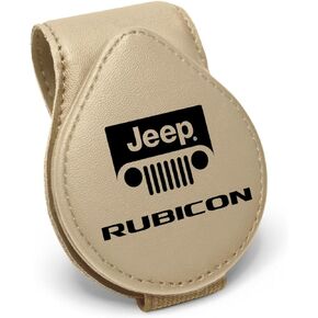 iPick Image for Jeep Rubicon Wrangler Logo Black Leather Magnetic Sunglass Holder Car Sun Visor Mount Clip - Official Licensed in Saudi Arabia