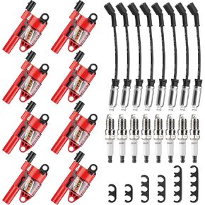 UF413 Ignition Coil Pack Spark Plug and Wires Set of 8, Square Ignition Coil Set for 2007-2011 Chevy Silverado Avalanche Tahoe GMC Yukon Sierra Cadillac Escalade 5.3 V8, Replaces UF413 D510C 5C1554 in Saudi Arabia