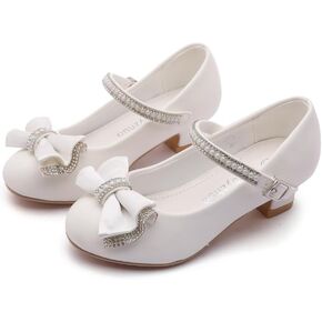 أحذية زهرة بيضاء أطفال عالي الكعب ماري جين فلاتس بيرل فتيات اللباس أحذية لحفل زفاف كنيسة صغيرة أطفال كبيرة in Kuwait