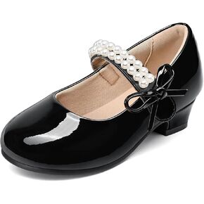 K KomForme Girls Dress Shoes Low Heels Pumps Princess Mary Jane with Pearl and Bow for Wedding Party (Toddler/Little/Big Kids) in Saudi Arabia