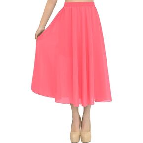 Indian Trendy Women's Chiffon Double Layer Maxi Skirt Pleated Retro Midi 60 CM Long in Saudi Arabia