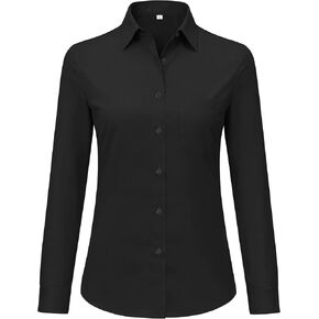Button Down Shirts Women Wrinkle-Free Dress Shirt Long Sleeve Collared Work Office Business Soft with Pocket in Saudi Arabia