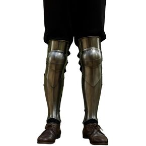 درع ساق فارس العصور الوسطى - حواجز الساق مع أغطية الركبة - ساق فولاذية قياس 18 أ - واقي ساق تلميع كامل للفخذ، زي LARP/عصر النهضة/الكوسبلاي in Kuwait