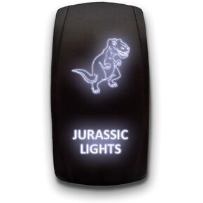 JURASSIC LIGHTS - أبيض - STARK 5-PIN مفتاح الروك LED المحفور بالليزر المزدوج - 20A 12V ON / OFF in Kuwait