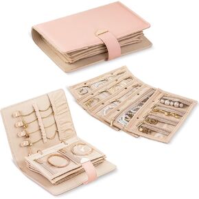 Travel Jewelry Organizer - Waterproof Leather Portable Jewelry Case for Women with Transparent PVC & Suede Lining, Compact Jewelry Storage for Earrings Necklaces Rings in Saudi Arabia