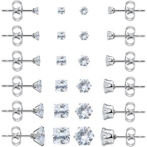 12 Pairs Stud Earrings for Men Stainless Steel Men Earrings Studs Cubic Zirconia in Saudi Arabia