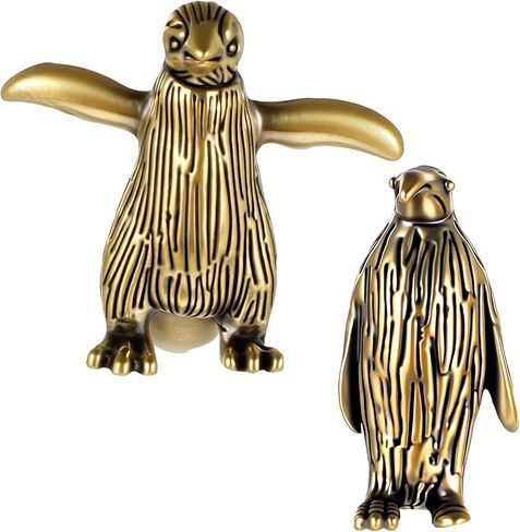 2Pcs Brass Penguin Figurines, Vintage Sculpture Art Piece Little Penguins Statue for Home Office or Café Ocean Arctic Animal Collection Statue Fun Gifts for Penguin Lover, Girl, Mom, and Wife in Saudi Arabia