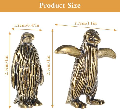 2Pcs Brass Penguin Figurines, Vintage Sculpture Art Piece Little Penguins Statue for Home Office or Café Ocean Arctic Animal Collection Statue Fun Gifts for Penguin Lover, Girl, Mom, and Wife in Saudi Arabia