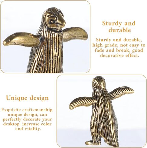 2Pcs Brass Penguin Figurines, Vintage Sculpture Art Piece Little Penguins Statue for Home Office or Café Ocean Arctic Animal Collection Statue Fun Gifts for Penguin Lover, Girl, Mom, and Wife in Saudi Arabia