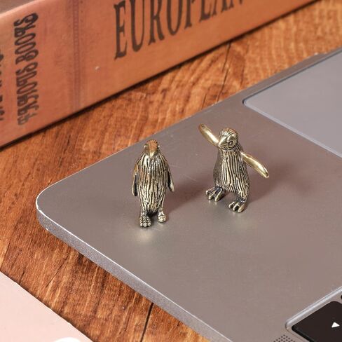 2Pcs Brass Penguin Figurines, Vintage Sculpture Art Piece Little Penguins Statue for Home Office or Café Ocean Arctic Animal Collection Statue Fun Gifts for Penguin Lover, Girl, Mom, and Wife in Saudi Arabia