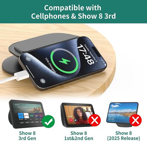 HomeMount Echo Show 8 3rd Stand - Tilt 18 Degrees Forward & Backward Magnetic Non-Slip Bottom Adjustable Cellphones & Show 8 Accessories (White) in Kuwait