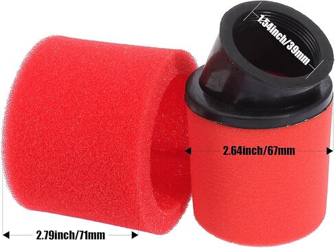 2Pcs 38mm 39mm 40mm 1.5inch Red Angled Double Foam Pod Performance Filter for 50cc 90cc 110cc 125cc 150cc GY6 ATV Scooter Quad Go Kart Moped Pit Dirt Bike Kawasaki Yamaha in Saudi Arabia