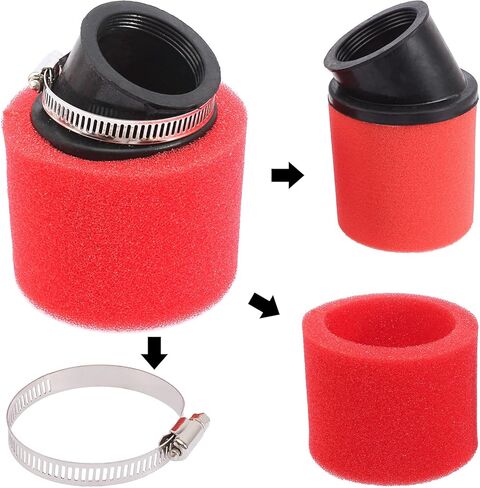 2Pcs 38mm 39mm 40mm 1.5inch Red Angled Double Foam Pod Performance Filter for 50cc 90cc 110cc 125cc 150cc GY6 ATV Scooter Quad Go Kart Moped Pit Dirt Bike Kawasaki Yamaha in Saudi Arabia