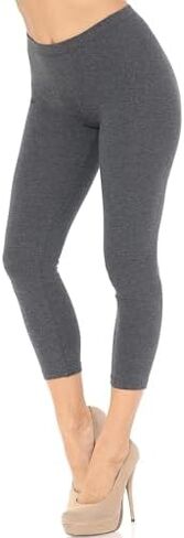 Made in The USA - Skin Smoothing Solid Basic Cotton Capri Leggings in Saudi Arabia