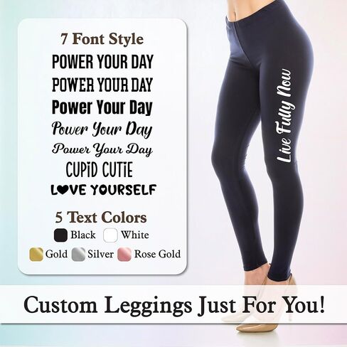Custom Leggings for Women – Plus Size – Personalized Side Text Yoga Pants – Custom Name Gift Idea in Saudi Arabia