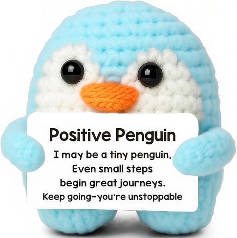 هدايا عيد ميلاد للنساء والرجال، هدية دعم البهجة العاطفية الإيجابية من الكروشيه المصنوعة يدويًا للتخرج، والذكرى السنوية، وعيد الحب، والكريسماس، والتفريغ، وديكور المنزل (البطريق الأسود) in Kuwait