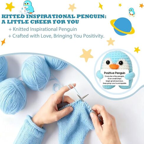 هدايا عيد ميلاد للنساء والرجال، هدية دعم البهجة العاطفية الإيجابية من الكروشيه المصنوعة يدويًا للتخرج، والذكرى السنوية، وعيد الحب، والكريسماس، والتفريغ، وديكور المنزل (البطريق الأسود) in Kuwait