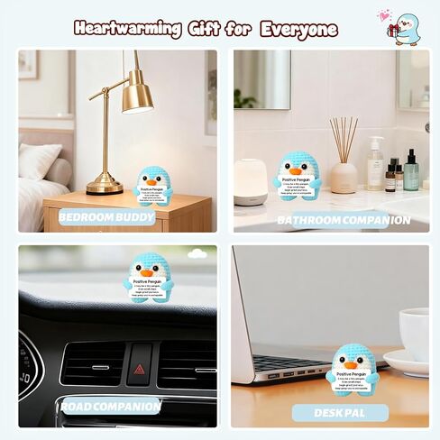 هدايا عيد ميلاد للنساء والرجال، هدية دعم البهجة العاطفية الإيجابية من الكروشيه المصنوعة يدويًا للتخرج، والذكرى السنوية، وعيد الحب، والكريسماس، والتفريغ، وديكور المنزل (البطريق الأسود) in Kuwait